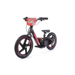 Dětské elektrické odrážedlo RIRIBIKE RTX6 24V (16”), červené, Lithiová baterie, 250W Motor, Kotoučová brzda, Nastavitelné měkké PU sedátko