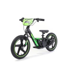 Dětské elektrické odrážedlo RIRIBIKE RTX6 24V (16”), zelené, Lithiová baterie, 250W Motor, Kotoučová brzda, Nastavitelné měkké PU sedátko