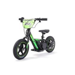 Dětské elektrické odrážedlo RIRIBIKE RTX3 24V (12”), zelené, Lithiová baterie, 100W motor, Kotoučová brzda, Nastavitelné měkké PU sedátko