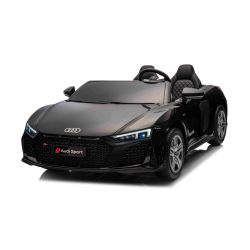 Elektrické autíčko Audi R8 SPYDER Dvoumístné 24V, černé, MP3 Přehrávač s USB/AUX a Bluetoothem, Baterie 24V/14Ah, 2 x 200W Motory, EVA kola se zadním odpružením, Koženková sedadla, Dálkový ovladač, Licencované