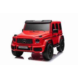 Elektrické autíčko Mercedes-Benz G63 AMG 4x4² Dvoumístné 12V, červené, MP3 Přehrávač s USB/AUX vstupem, Pohon 4x4, Baterie 12V14Ah, EVA kola s odpružením, Koženková sedadla, Dálkový ovladač, Licencované